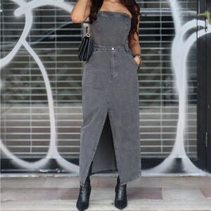 Blue Blush Charcoal Denim Dress